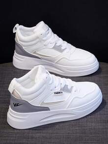 1 双女士时尚休闲白色运动鞋，学生百搭高帮靴，运动风格