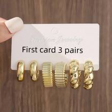 3 Pairs/9 Pairs New ABS Resin & CCB Exaggerated C-Shaped Water Drop Personalized Fashion Earring Set - New Four - View 4