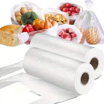 50/100/200/300pcs(1/2/3Rolls) Durable And Tear-Resistant Food Storage Bags For Fruits And Vegetables, Suitable For Outdoor Cooking And Kitchen Use