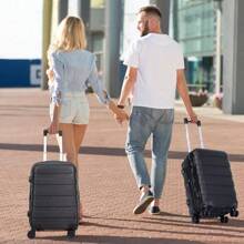 Hardside Carry On Spinner Suitcase Luggage Expandable With Wheels 22" Black - 預設 - 查看 5