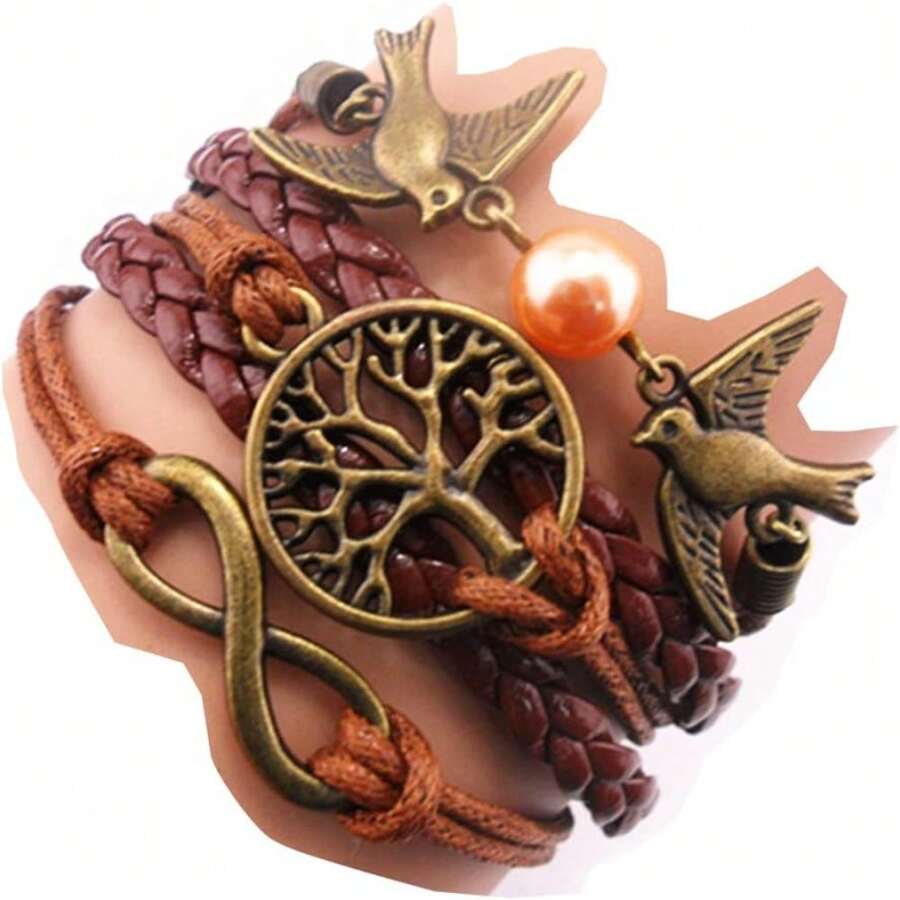 Handmade Adjustable Leather Bracelet, With Infinity Love Cute Unicorn Sister Cross Dream Dragon Horse Tortoise Angel Wings Owl Butterfly Anchor Brids Heart Best Friend Metal Charm Friendship Gift For Women Girl
