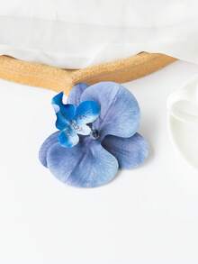 1片/6片/30片人造兰花花瓣，3.9英寸仿真PU蝴蝶兰花头，散装人造蝴蝶兰花头，适用于婚礼花束装饰、DIY手工、新娘送礼、摄影道具 - 藍色 - 查看 3