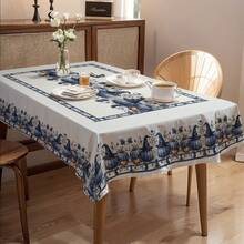 1 Stück Halloween Kürbis & Hexenhut Muster Tischdecke, saisonale Küchen-/Esszimmer Dekoration, in runder oder rechteckiger Größe erhältlich, Polyestermaterial, Innen-/Außenbereich Party Dekoration, Halloween Feiertags Dekoration, Heim Küchen Dekoration