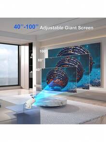 便携式投影仪，适用于迷你投影仪，紧凑型家庭影院体验，非常适合游戏、学习、办公室电影，兼容电脑、手机、电视棒，可使用 30,000 小时。 - 多色 - 查看 5