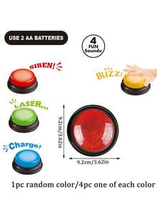 4件套游戏抢答器套装 - 家庭问答游戏抢答器，带灯光和声音，适用于课堂、问答游戏派对、游戏节目、成人和教师 - 彩色 - 查看 7