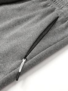 2 piezas Conjunto de chándal casual para hombre con sudadera con cremallera de unicolor y pantalones rectos, adecuado para primavera y otoño, versátil, gran regalo para el novio