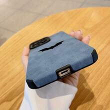 For IPhone 11, 12, 13, 14, 15, 16 Plus Pro Promax XSMAX XS/ X Faux Leather Patch Case, High-End Fashion, Bat Motif,Suitable For IPhone 17 Air - 灰色 - 查看 6