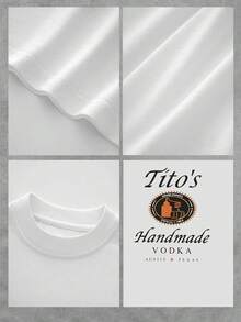Tito's Handmade Vodka Austin Texas Graphic Tee Double Printed 100% Cotton Casual T Shirt - 白色 - 查看 4