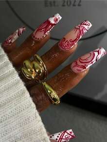 Bộ 24 món dùng cho các buổi tụ họp hàng ngày, đám cưới, sinh nhật, tiệc tùng, viền móng kiểu Pháp, đường viền đỏ mùa hè, kẹp móng tay bấm cao cấp, phong cách đơn giản và thời trang, có thể tăng cường khí chất. Kẹp móng tay, 1 giũa móng + 1 miếng keo dán, đóng gói trong hộp quà màu trắng, thích hợp cho các bé gái đeo khi đi làm, dụng cụ làm móng. - Nhiều màu - Xem 2