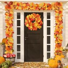 1-10 piezas de enredadera artificial de hojas de arce de otoño, planta falsa, decoración de otoño, hojas de enredadera adecuadas para Acción de Gracias, Halloween, vacaciones y decoración de bodas - Albaricoque - Ver 5