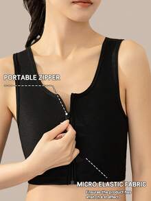 1 Áo ngực thể thao nữ, Áo ngực nén cho ngực lớn, giảm thiểu độ nảy, Áo ngực mỏng không đường may - màu đen - Xem 4