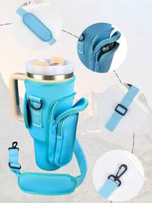 1 40 Ounce Cup Bag, Water Bottle Holder Bag With Adjustable Strap, Insulated Chloroprene Rubber Water Bottle Holder, Equipped With Double Bag Capacity Upgrade, Cross Bag With Adjustable Shoulder Strap, Cup Accessories, Water Bottle Carrying Bag With Phone Pocket, Straw Lid And Mountain Buckle, Suitable For Cups, Cup Pendant - Multicolor - View 4