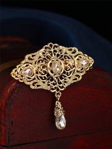1 件摩洛哥风格女士胸针，镂空雕刻仿宝石，搭配水晶吊坠，女士派对/节日珠宝别针 - 彩色 - 查看 1