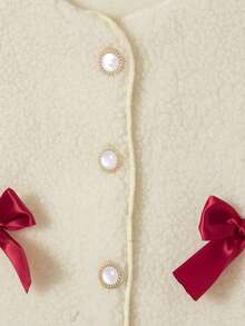 2pcs Girls Casual Outfit Set - Sleeveless Top With Bow Decor And Long Sleeve Knee-Length Dress, Fashion Suit For Girls, Spring/Autumn/Winter