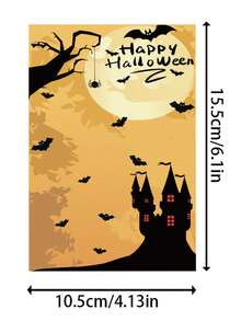 10 piezas Tarjetas de decoración de Halloween, Tarjetas de invitación con temática de casa embrujada y murciélagos, Tarjetas de felicitación para fiestas
