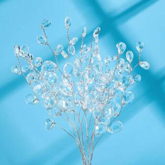 5/10/30 piezas Tallos de cuentas acrílicas para ramos de flores, ramas con flores de cristal, flores artificiales para decoración de boda, hogar, floral, primavera, otoño, día de la madre, día del padre, fiesta de cumpleaños, decoraciones de jardín exterior