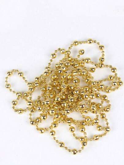 2pcs/Set 95ft Faux Pearl Beaded Gold Christmas Tree Decor, Suitable For Wedding, Christmas, Holiday DIY, Random Style Home Decor Christmas Decorations Room Decor Winter