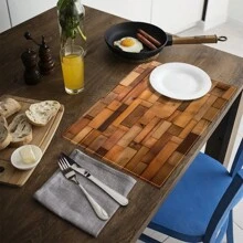 1pc/4pcs/6pcs Wood Grain Pattern Printed Linen Placemats, Suitable For Dining Table, All Season Decor, Modern Washable Table Mats, Room Decor, Coasters, Kitchen Dining Mats, Indoor Outdoor Party Decoration, Home Decor, Ideal Gift