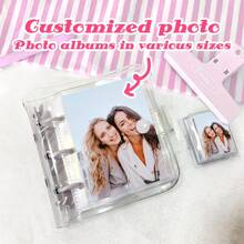 1 pièce Album photo portable personnalisé, album de collection en pochette PVC, album porte-clés + mini rangement de cartes, convient pour les vacances, la remise des diplômes, le mariage, l'anniversaire, les commémorations, toutes les saisons. Mini album photo portable en PVC transparent avec pochettes, peut contenir des photos/cartes/pièces d'identité. Harmonie domestique