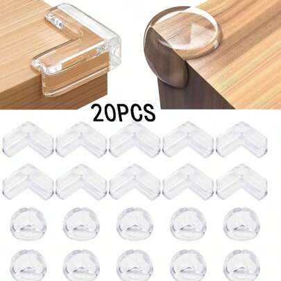 20/15/8pcs Baby Corner Guards, 2 Shapes Baby Corner Protectors And Edge Covers, Transparent Table Corner Covers, Baby Corner Guards, Table And Chair Edge Corner Guards, Baby Fence Table Corner Protection Covers, Transparent Furniture Corner Protectors