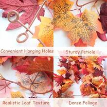 1-10 piezas de enredadera artificial de hojas de arce de otoño, planta falsa, decoración de otoño, hojas de enredadera adecuadas para Acción de Gracias, Halloween, vacaciones y decoración de bodas - Albaricoque - Ver 8