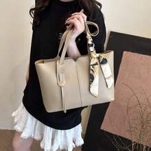 Nueva bolsa de hombro versátil de unicolor de lujo para mujer - Caqui - Ver 5