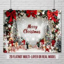 2D Flat, 1 Festive Christmas Party Banner -2D Polyester Background With Snow Scenery, Red Christmas Hat And Holiday Decorations, Suitable For Homes, Rooms Or Walls, Perfect For Holiday Celebrations And Photo Props, Christmas Decorations