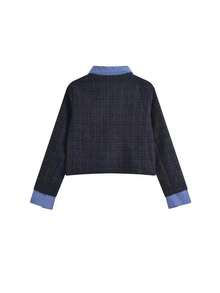 Korean Style Slimming Blue Single-Breasted Jacket Design Sense Elegant 2 In 1 Top Spring - Blue - View 2