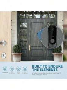 1个智能无线可视门铃摄像头，带报警功能 - 支持双向语音通话，用于家庭安全监控。配备夜视功能、可充电电池、可视门铃和对讲系统，提供极致的居家安全保障。适合作为节日礼物、万圣节礼物、圣诞节礼物、父亲节礼物、母亲节礼物、朋友礼物。 - 彩色 - 查看 5