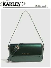 Bolso de mano de mujer de moda vintage, bolso de hombro y cruzado patentado, bolso de estilo Y2K, bolso cuadrado pequeño y elegante, bolso casual de solapa para el hombro y transporte diario