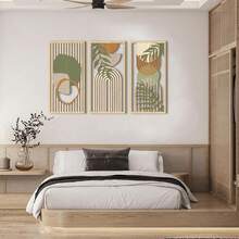 Bohemian Modern Wooden Wall Decal Decor, 16 X 32 Inches, Autumn Home Abstract Wall Art, Suitable For Bedroom, Living Room, Office, Kitchen, Apartment, 3 Pieces Set. - 1set - View 3