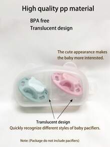 Portable Baby Pacifiers Case, Can Hold 2 Pacifiers For Replacement, Pacifier Holder Case For Baby Infant Pacifier Container For Travel Park Pacifier Box (NOT INCLUDE PACIFIER) - White - View 3