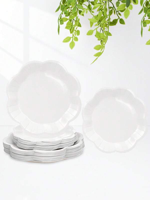 10 件/20 件/50 件红色纸盘 7 英寸扇形甜点盘 9 英寸红色花形餐盘优雅餐桌装饰派对婚礼婴儿洗礼生日圣诞新年蛋糕盘派对用品