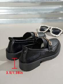 Giày lười nữ màu đen đa năng, giày bệt mũi tròn chất liệu PU mềm mờ thời trang xuân/thu mới, cỡ lớn, giày thường ngày đi làm đi làm kiểu Anh - màu đen - Xem 7