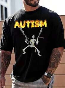 Skeleton Funny Oddly T-Shirt Men's Round Neck Casual T-Shirt