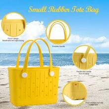 Rubber Tote Bag Small Beach Bag Waterproof Travel Bags Washable Tote Portable Open Handbag For Sports Beach Boat Outdoor - 黑色 - 查看 4