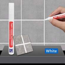 1 pièce Stylo marqueur imperméable pour joint de carrelage en céramique, Stylo de réparation de carrelage blanc avec un agent de remplissage anti-moisissure, agent de beauté pour les joints, stylo de nettoyage des espaces entre les carreaux de sol, Mastic-gel facile à utiliser pour les carreaux de salle de bain et de cuisine, fournitures scolaires, de maison et de bureau