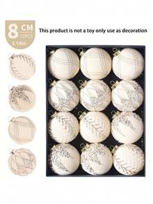 12pcs 8cm Christmas Party Decorative Balls, Rhinestone Flocked Christmas Ornaments, Plastic Hanging Decorative Balls, Suitable For Christmas Tree Decor, Home Decor, Room Decor, Bedroom Decor, New Year Decor, Christmas Decorations, Outdoor Decor, Holiday Party Decor, Christmas Party Supplies, Christmas Themed Festive Hanging Ornaments, Event Party Decor Gifts, Christmas Ornament Gift Set, Happy New Year, Gifts For Friends And Family Winter