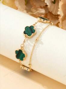 1 pieza Pulsera versátil y sencilla de trébol de la suerte de moda - Rojo - Ver 5