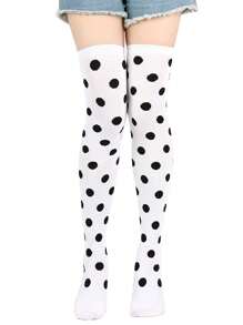 Un par de medias decoradas con lunares rojos, ropa decorada con lunares tipo mariquita, adecuado como accesorios de disfraz para fiestas festivas, bailes de maquillaje, uso en Halloween, regalos, cosas lindas.