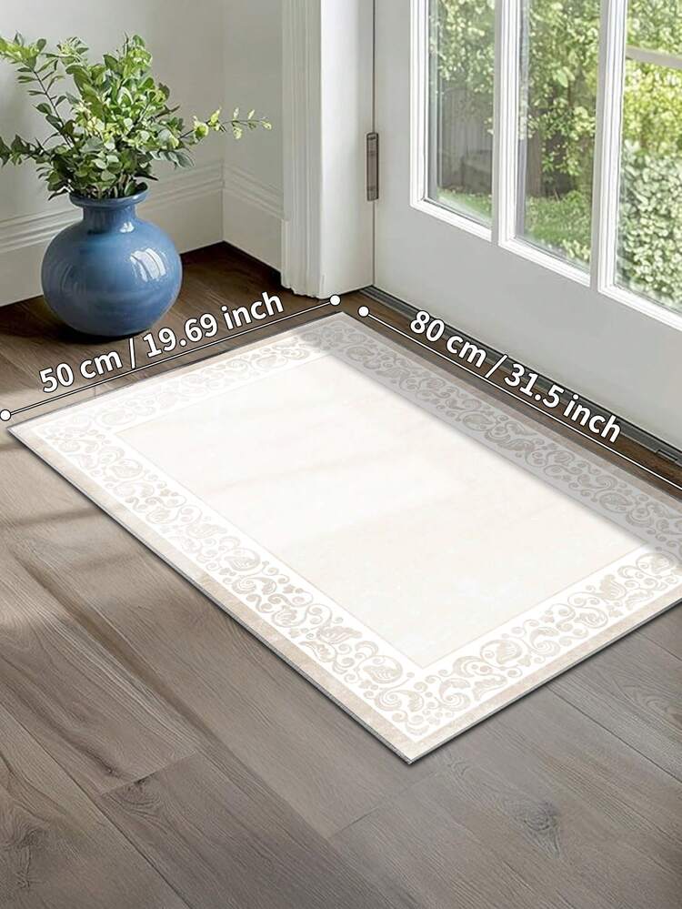 1 块米色地毯，欧式复古风格，长条地毯，900 克/平方米，0.5 厘米厚度，防滑，可水洗和机洗，家居装饰，客厅，厨房，走廊，卧室，餐厅，办公室，四季皆宜 - 米色 - 查看 7