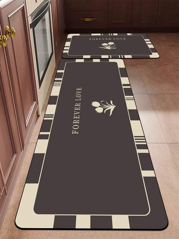 [HOT!!!] 1pc Comfortable Daily Use Silty Gray Tulip & Letter Pattern Silicone Bathroom Mat - Super Absorbent Soft Shower Mat, Strong Adhesive, Rubber Bottom, Easy To Clean. Elegant Minimalist Style Rug, Washable Mat. Suitable For Dining Room, Living Room, Laundry Room, Bathroom, Etc. Entryway Decor Bathroom Kitchen Decor