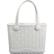 Rubber Tote Bag Small Beach Bag Waterproof Travel Bags Washable Tote Portable Open Handbag For Sports Beach Boat Outdoor - 白色 - 查看 1