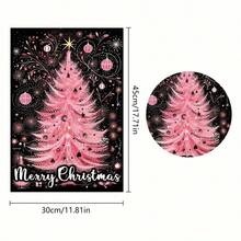 1pc Merry Christmas Pink Garden Flag - Double-Sided, Durable Fabric Outdoor Decor With Festive Tree Design For Porch And Yard