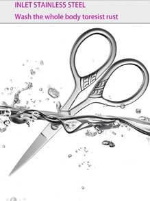 2pcs/1pc Professional Stainless Steel Silver Pointed Precision Scissors, Multi-Functional Vintage Beauty Scissors Suitable For Facial Hair, Eyebrows, Eyelashes, Beard, Nose - Professional Beauty Grooming Scissors, Suitable For Home, Travel And Outdoor Use,Makeup,Cheap,Room Decor,Vanity,Travel,Bedroom,Makeup Accessories