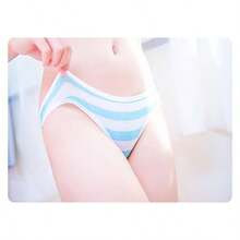 Joyralcos Japanese Striped Panties Bikini Cotton Anime Blue Pink Cosplay Underwear 2 Pack Briefs - 白色 - 查看 5