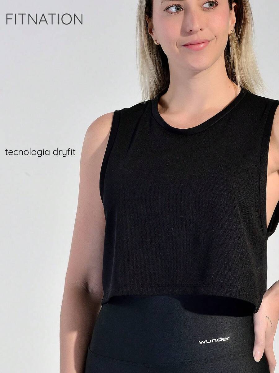 WOMEN'S CROPPED TANK TOP - 黑色 - 查看 1