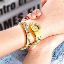 新款女士蛇形手镯水晶手表不锈钢手链时尚女孩石英腕表Religios Reloj Montre Femme - 彩色 - 查看 2