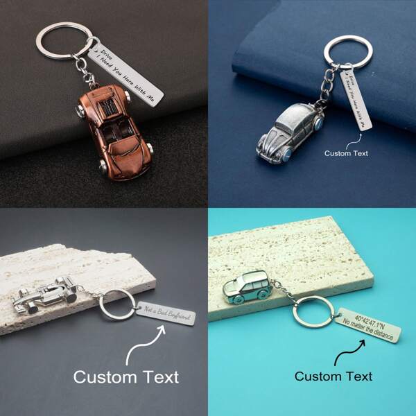 Personalisierter, individuell lasergravierter Text Sport Auto Zinklegierung Auto Modell Schlüsselanhänger Cabrio Sport Auto Schlüsselanhänger Metall Auto Hänge Accessoire Schlüsselanhänger Club Souvenir Kleines Geschenk, "Fahren" Schlüsselanhänger