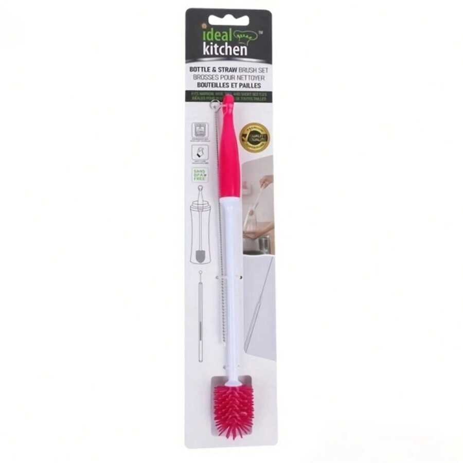 1 cepillo multiusos de silicona con mango largo, cepillo de limpieza giratorio de 360 grados para botellas, herramienta de limpieza reutilizable - Verde - Ver 1